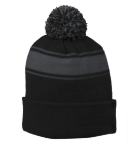 stripe pom pom beanie