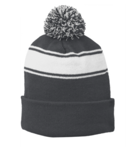 stripe pom pom beanie