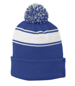 stripe pom pom beanie
